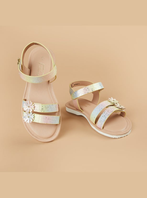 FAME FOREVER Girls Floral Applique Sandals
