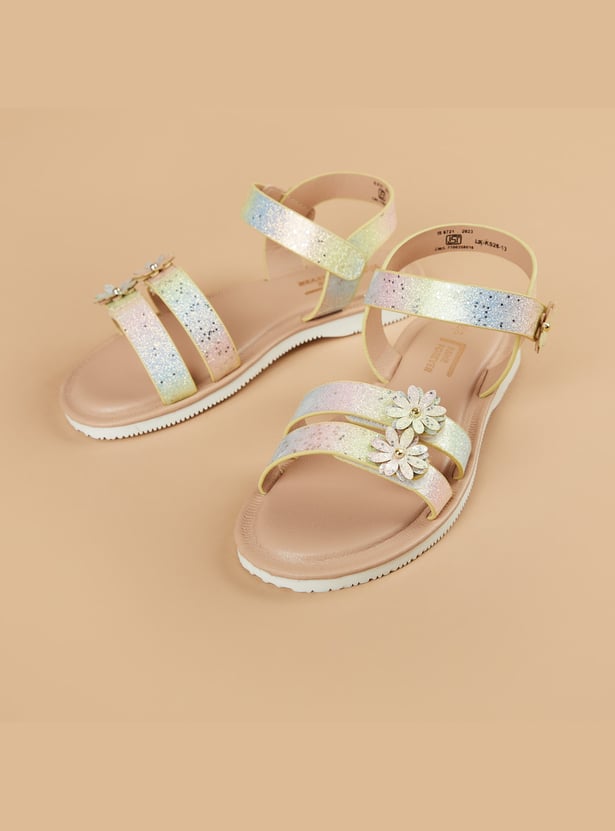 FAME FOREVER Girls Floral Applique Sandals
