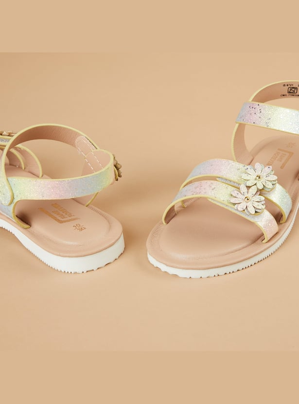 FAME FOREVER Girls Floral Applique Sandals