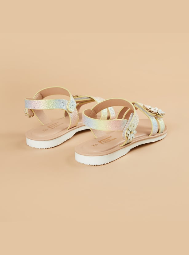 FAME FOREVER Girls Floral Applique Sandals