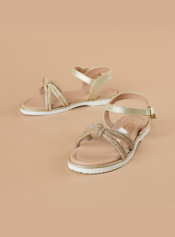 FAME FOREVER Girls Embellished Ankle Strap Sandals
