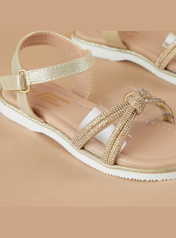 FAME FOREVER Girls Embellished Ankle Strap Sandals