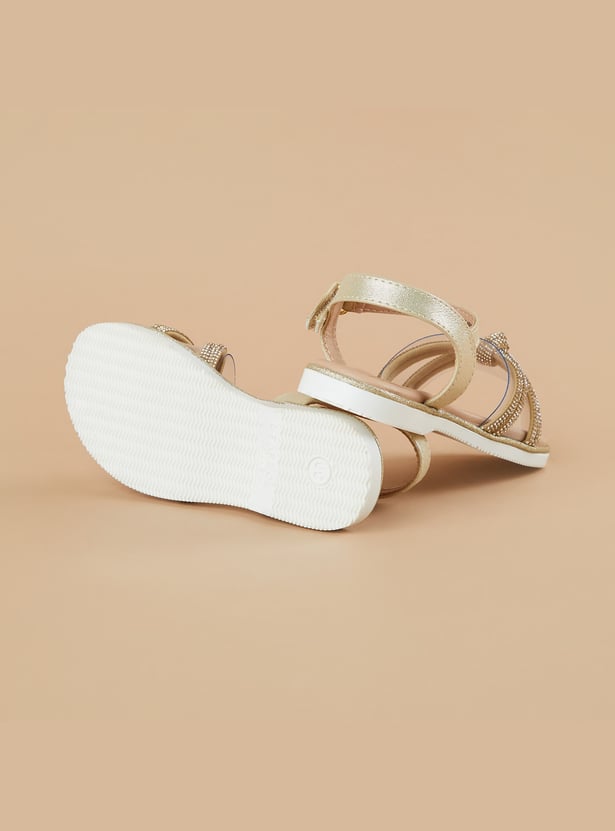 FAME FOREVER Girls Embellished Ankle Strap Sandals