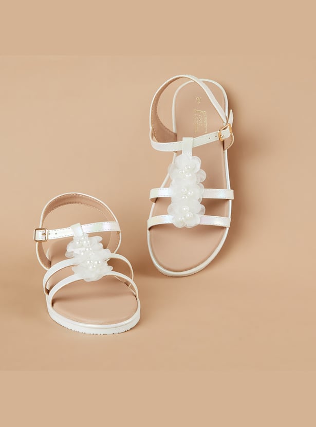 FAME FOREVER Girls Floral Applique Sandals