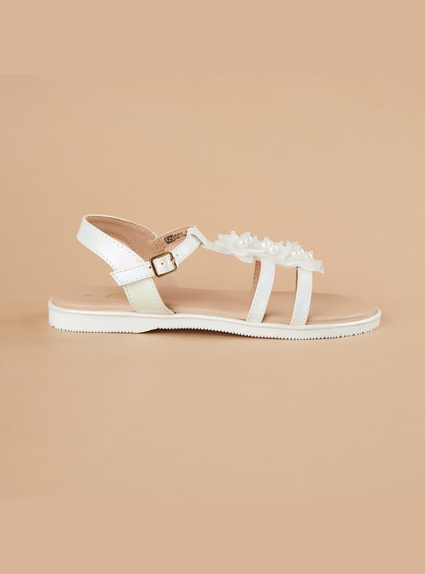 FAME FOREVER Girls Floral Applique Sandals