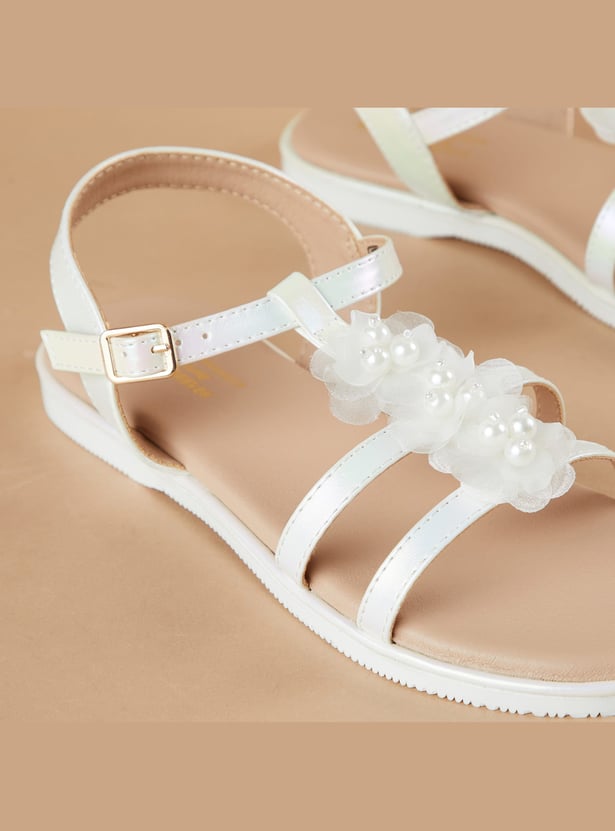 FAME FOREVER Girls Floral Applique Sandals