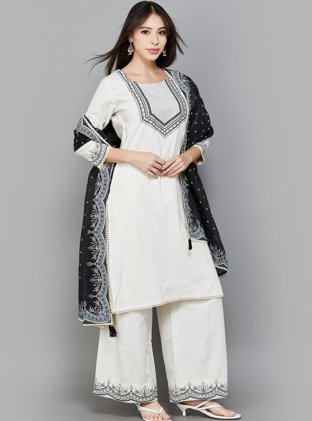 SPAN Embroidered Kurta Set