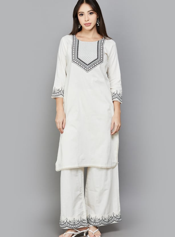 SPAN Embroidered Kurta Set