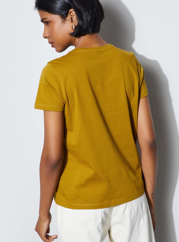 FAME FOREVER Solid V-Neck T-shirt