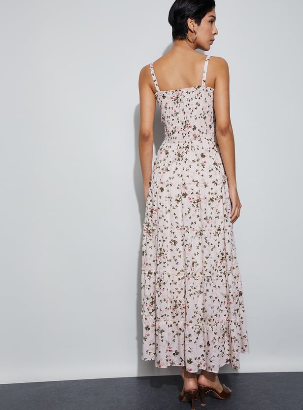 CODE Floral Print Spaghetti Neck Maxi Dress
