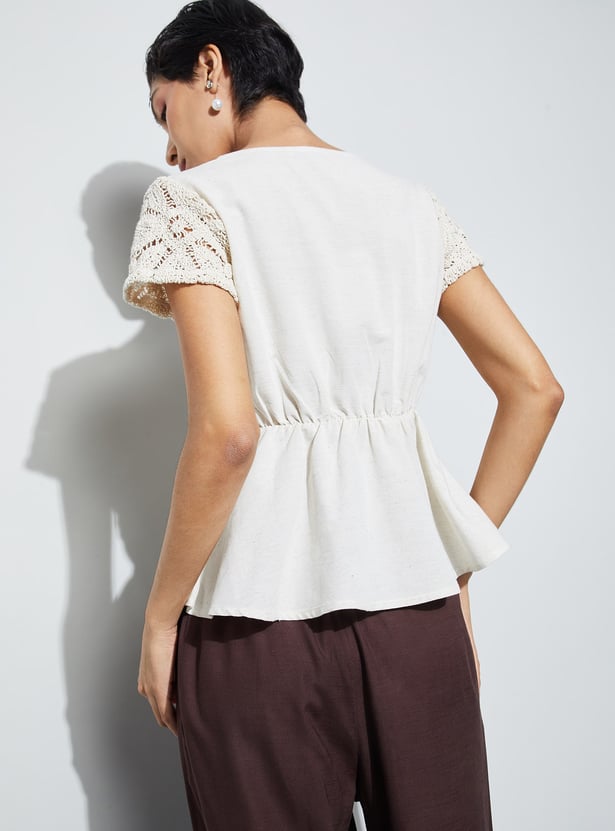 CODE Crochet Design V-Neck Peplum Top
