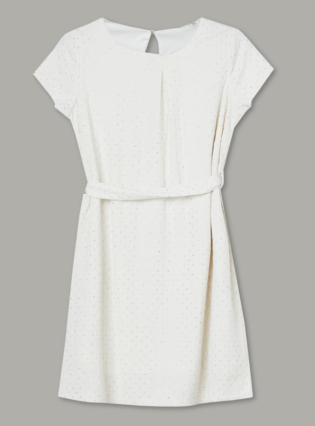 FAME FOREVER Girls Solid Tie-Up Dress