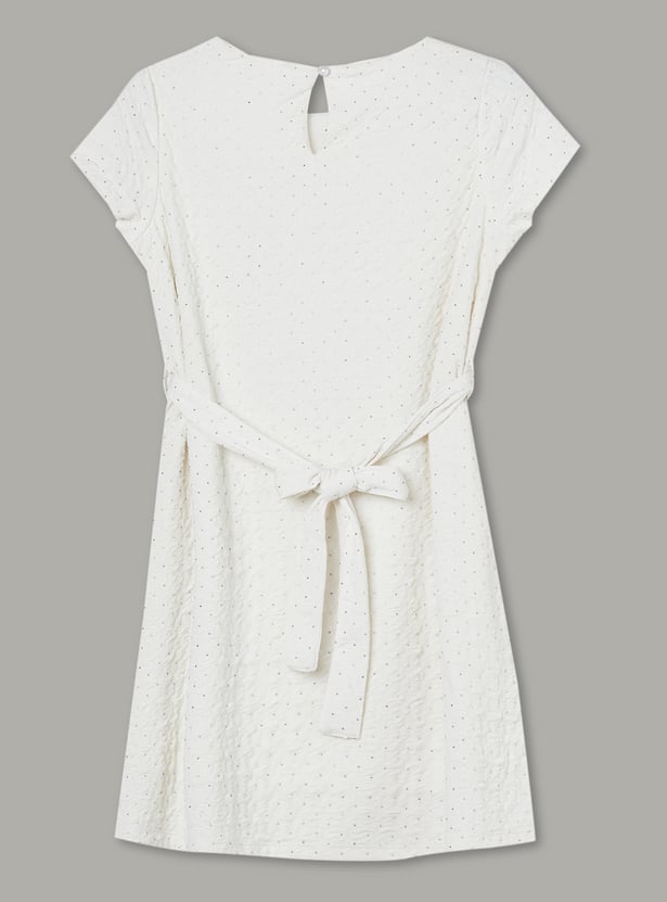 FAME FOREVER Girls Solid Tie-Up Dress