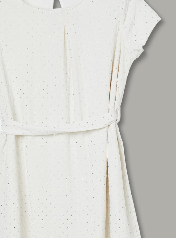 FAME FOREVER Girls Solid Tie-Up Dress