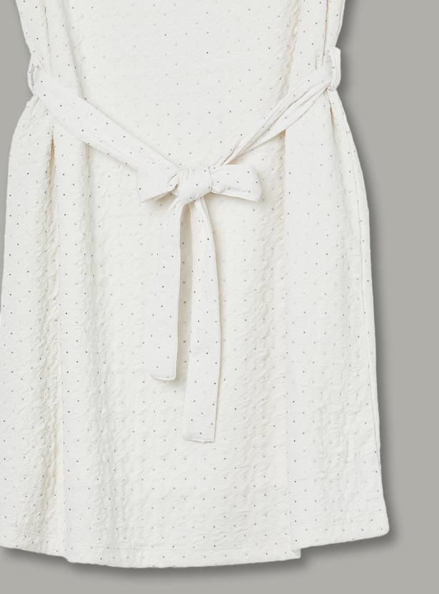 FAME FOREVER Girls Solid Tie-Up Dress