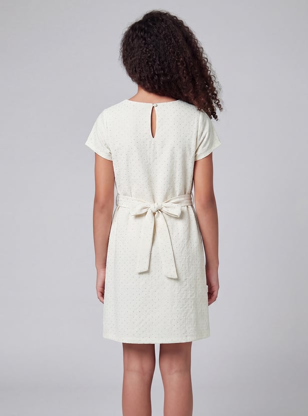 FAME FOREVER Girls Solid Tie-Up Dress
