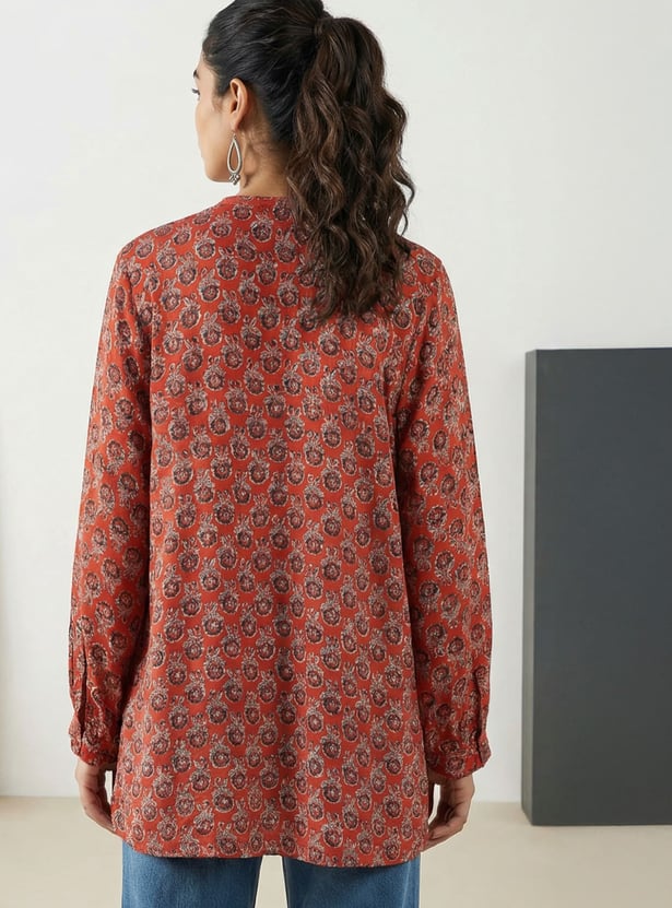 W Floral Print Round Neck Full Sleeve Top