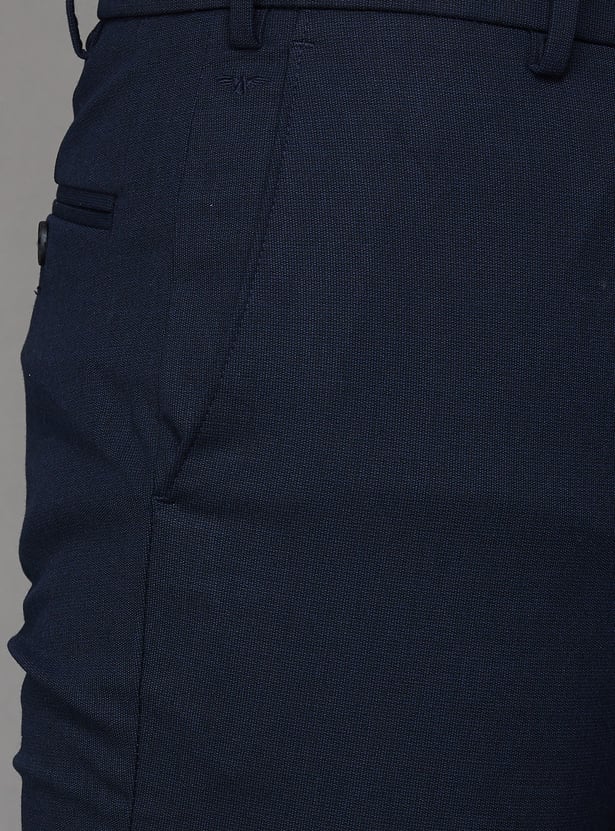 PARK AVENUE Solid Slim Straight Formal Trousers