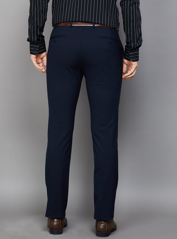 PARK AVENUE Solid Slim Straight Formal Trousers