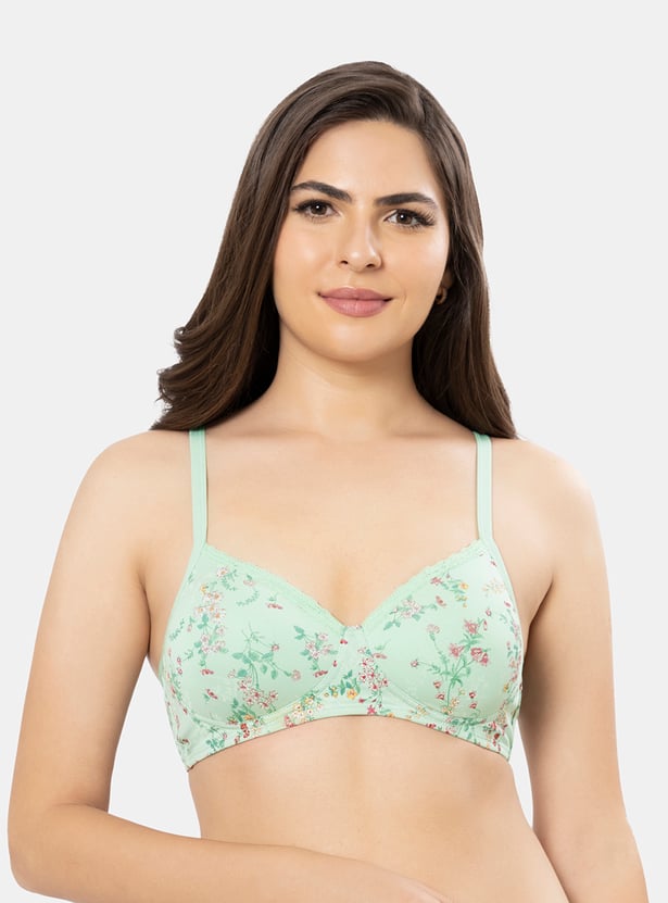 AMANTE Floral Print Padded Non-Wired Seamless T-Shirt Bra