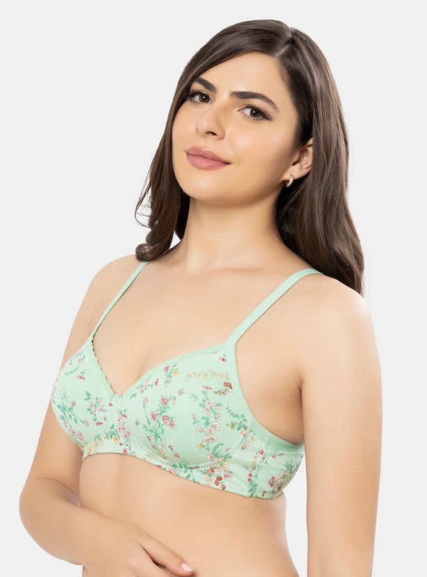 AMANTE Floral Print Padded Non-Wired Seamless T-Shirt Bra