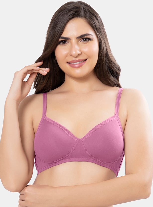 AMANTE Lace Padded Non-Wired Seamed T-shirt Bra