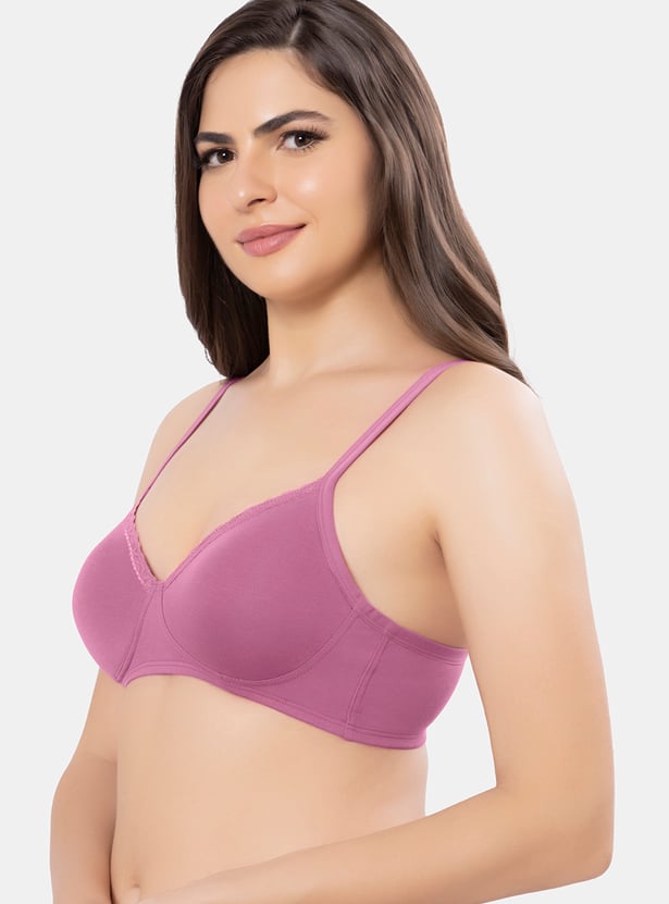 AMANTE Lace Padded Non-Wired Seamed T-shirt Bra