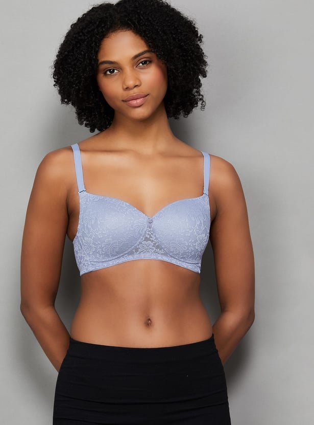 AMANTE Lace Padded Non-Wired Seamed T-shirt Bra