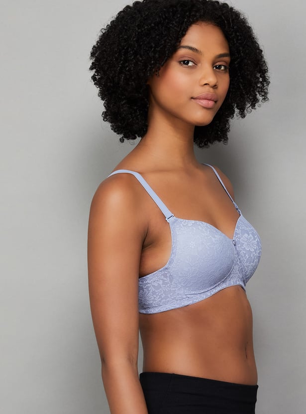 AMANTE Lace Padded Non-Wired Seamed T-shirt Bra