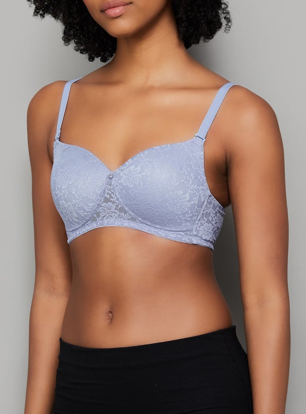 AMANTE Lace Padded Non-Wired Seamed T-shirt Bra