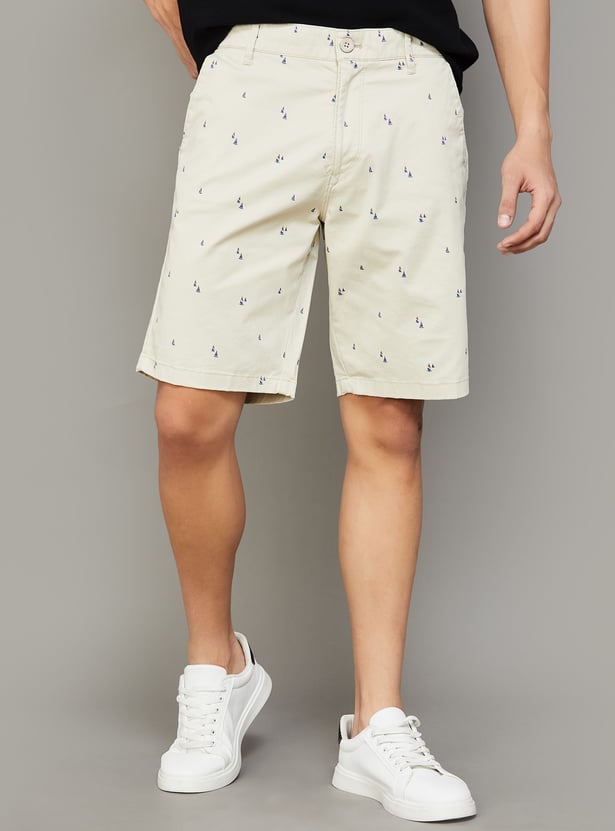 T-BASE Printed Mid-Rise Shorts