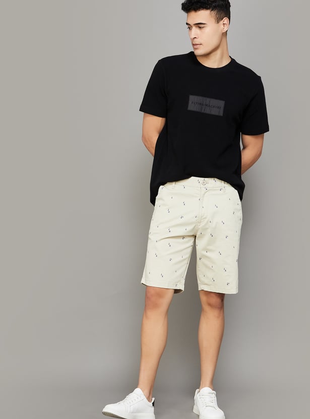 T-BASE Printed Mid-Rise Shorts