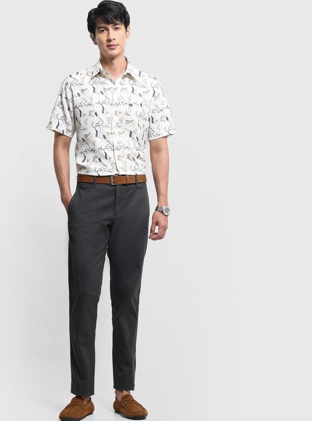 ARROW SPORT Solid Slim Straight Trousers