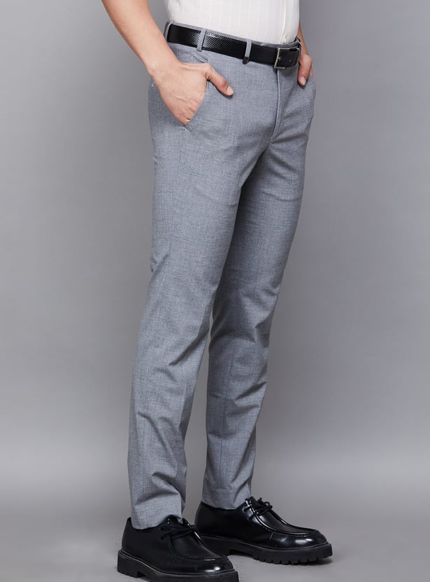 PARK AVENUE Solid Super Slim Formal Trousers