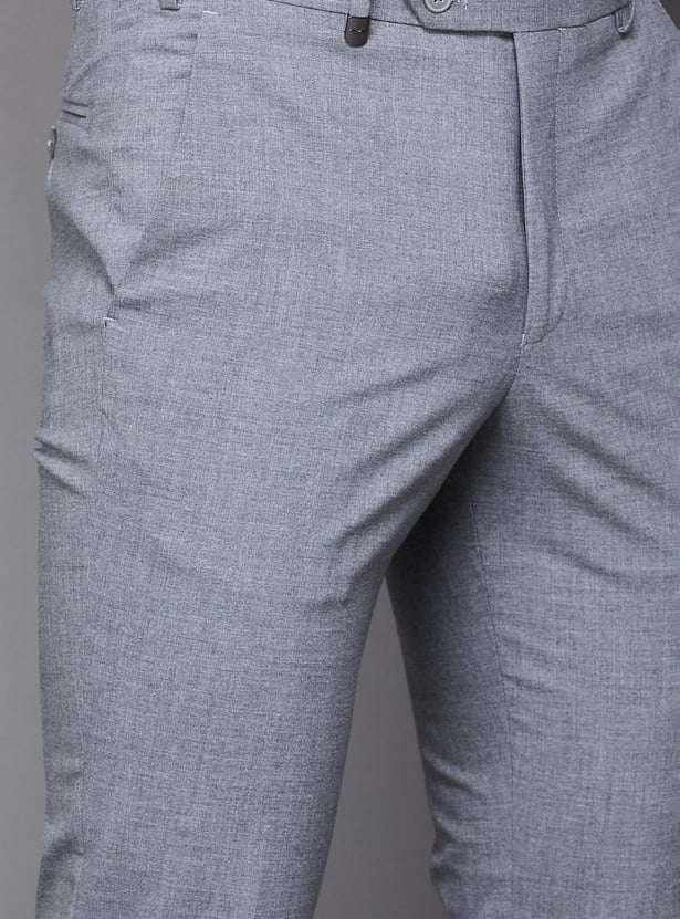 PARK AVENUE Solid Super Slim Formal Trousers