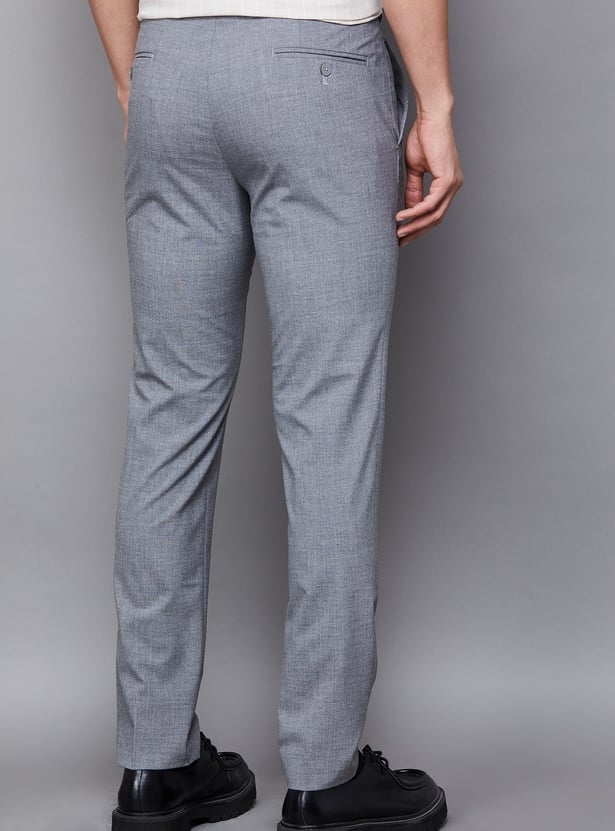 PARK AVENUE Solid Super Slim Formal Trousers