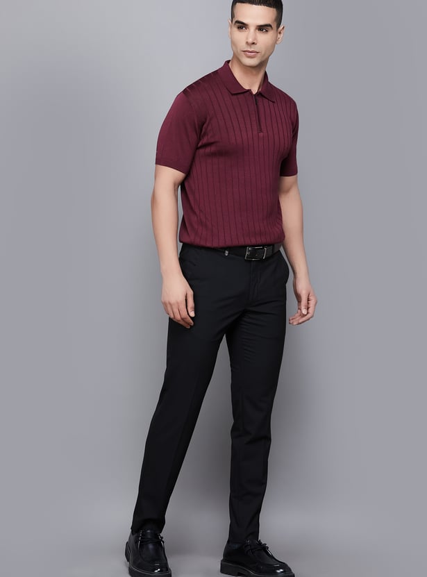 PARK AVENUE Solid Super Slim Formal Trousers