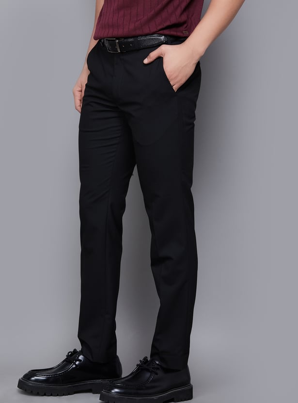 PARK AVENUE Solid Super Slim Formal Trousers