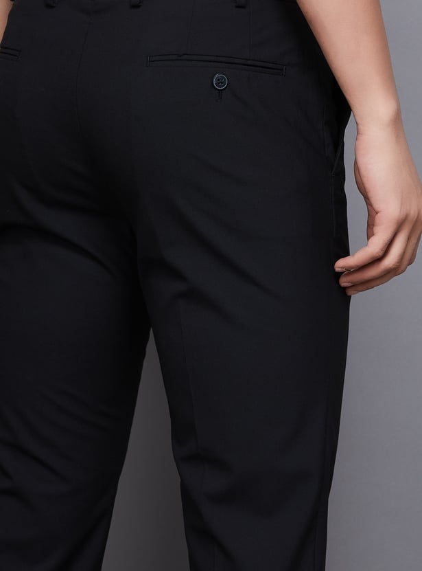 PARK AVENUE Solid Super Slim Formal Trousers