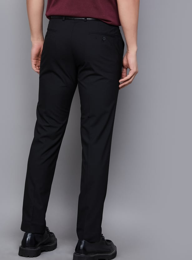 PARK AVENUE Solid Super Slim Formal Trousers