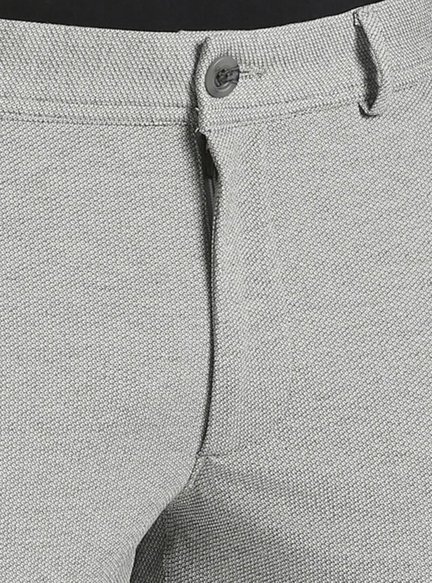 VH SPORTS Textured Slim Straight Trousers