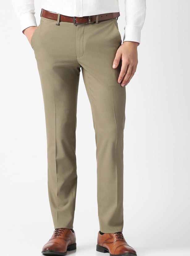VAN HEUSEN Solid Slim Straight Formal Trousers