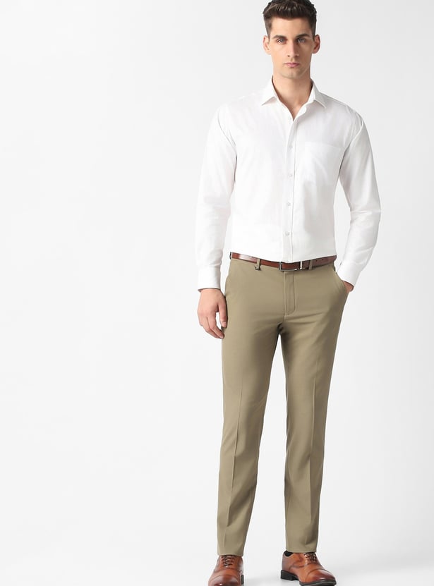 VAN HEUSEN Solid Slim Straight Formal Trousers