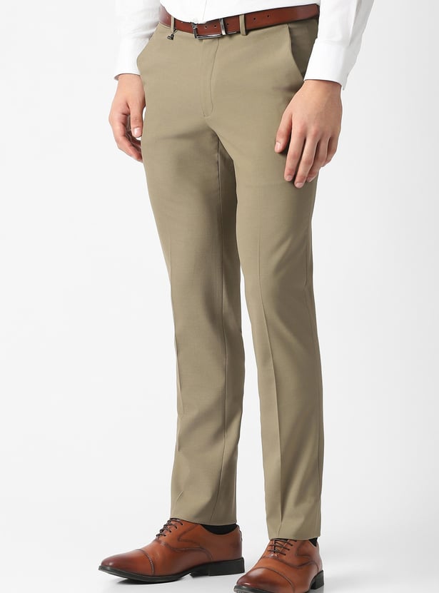VAN HEUSEN Solid Slim Straight Formal Trousers