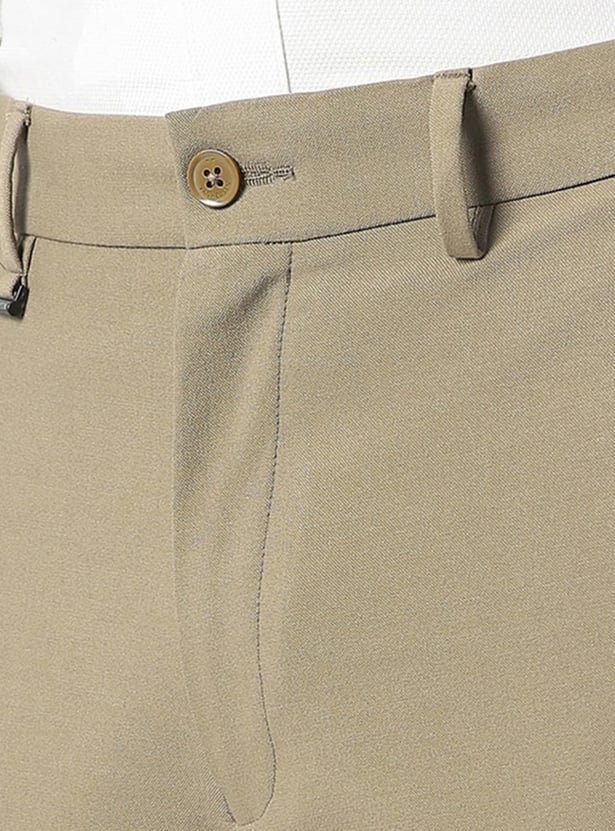 VAN HEUSEN Solid Slim Straight Formal Trousers