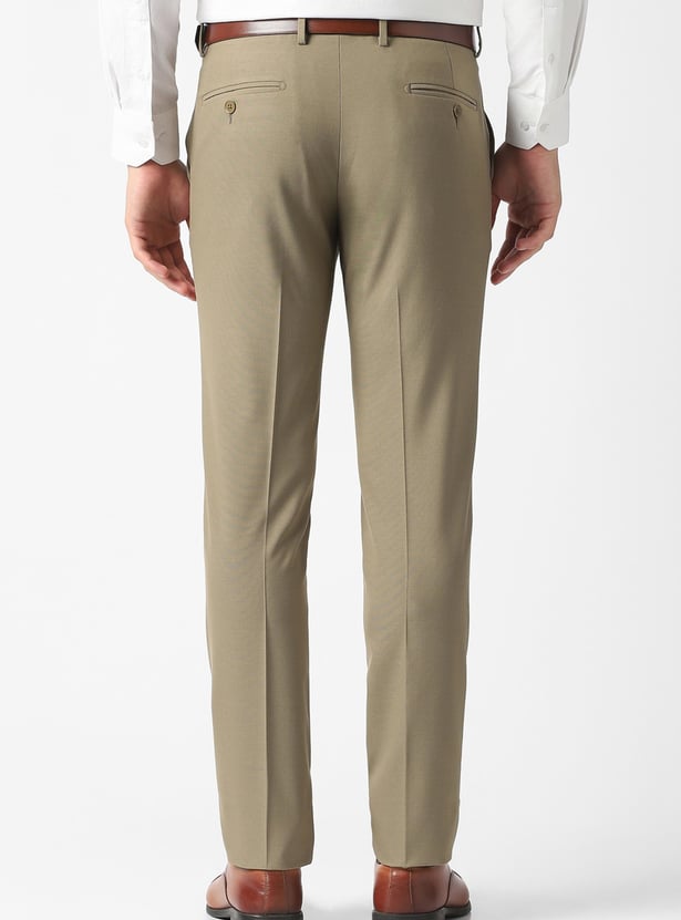 VAN HEUSEN Solid Slim Straight Formal Trousers