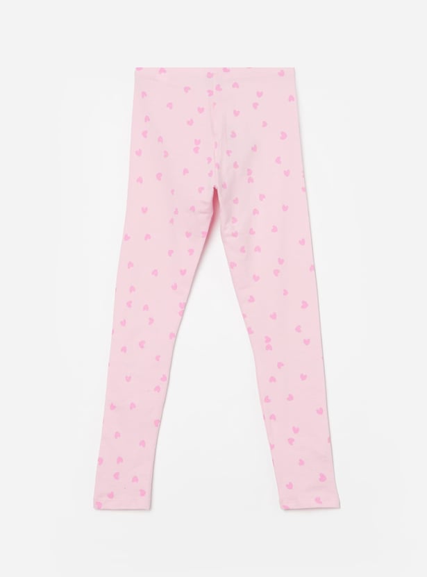 FAME FOREVER Girls Heart Print Leggings