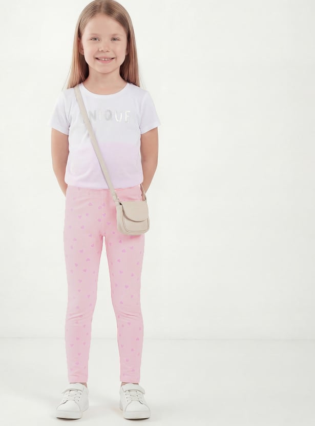 FAME FOREVER Girls Heart Print Leggings