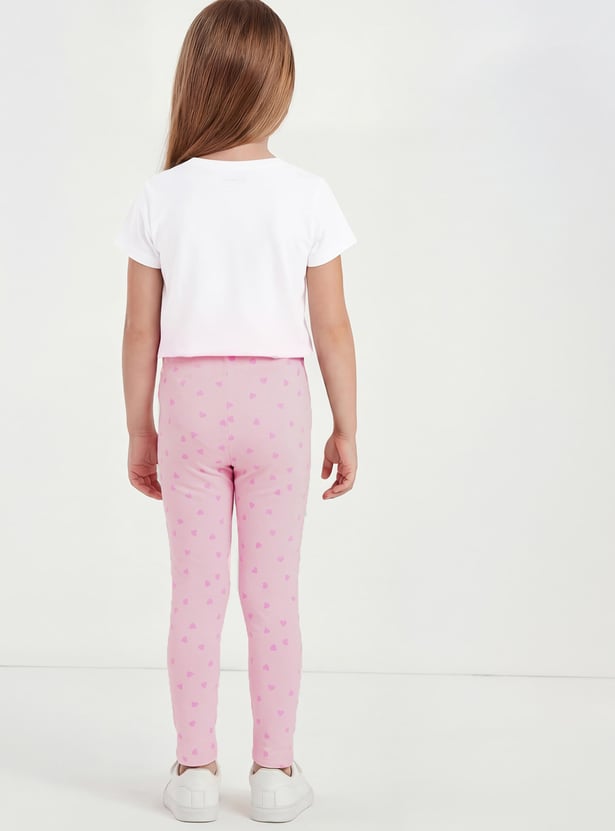 FAME FOREVER Girls Heart Print Leggings