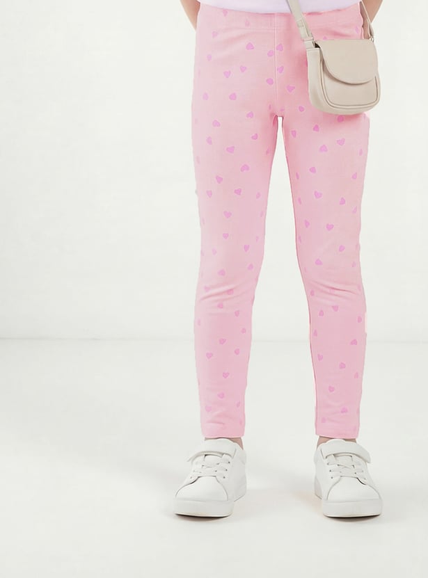 FAME FOREVER Girls Heart Print Leggings